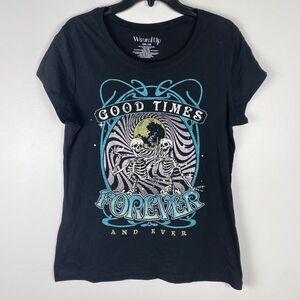 ⭐️ Skeletons Good Times Forever & Ever Tee Women's XXL Goth Punk Grunge Rock